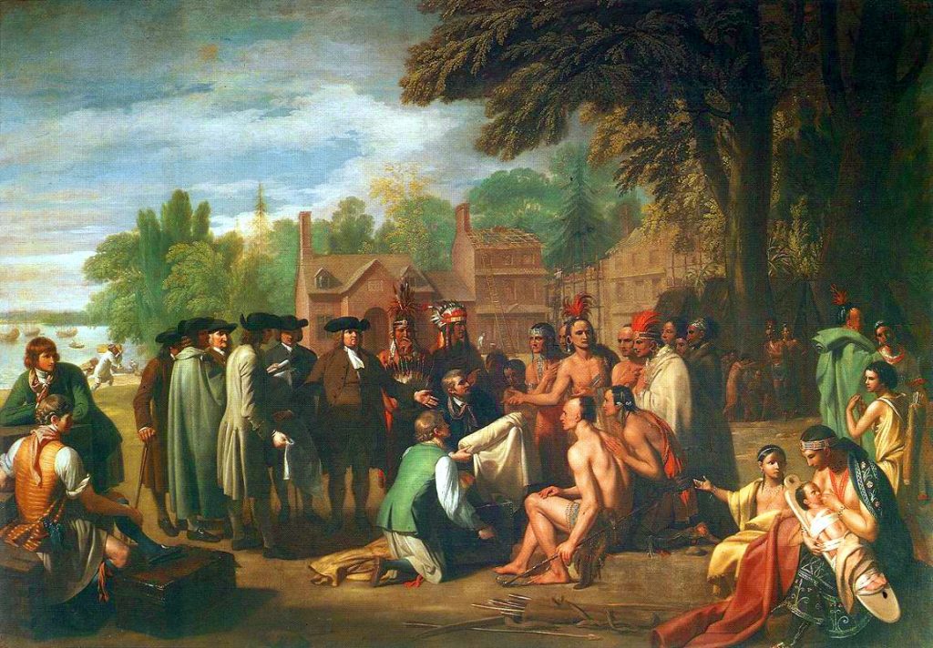 Penn’s treaty negotiation with the Indians, by Benjamin West (Pennsylvania Academy of the Fine Arts, Philadelphia), public domain.