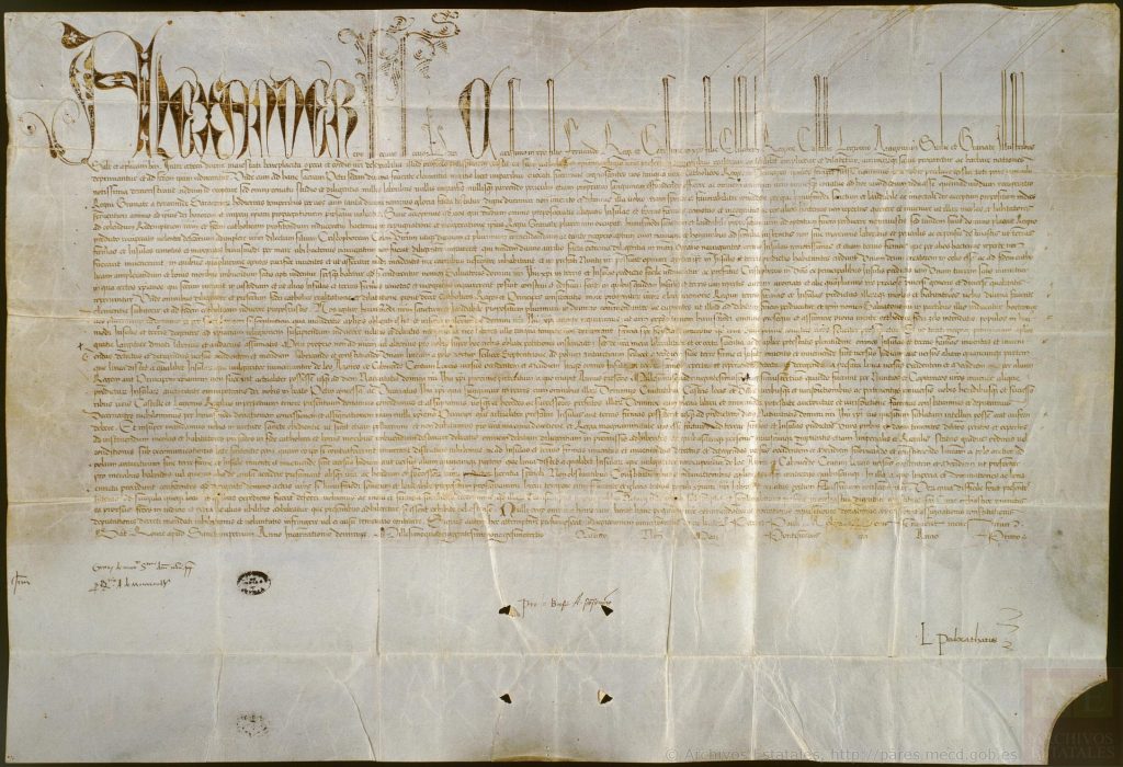 Inter caetera document of 4 May 1493, Archivo General de Simancas, Public Domain