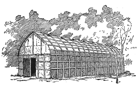 A traditional Iroquois longhouse, Public Domain