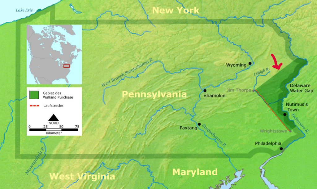 Territory lost by the Lenape through the Walking Purchase, Public Domain