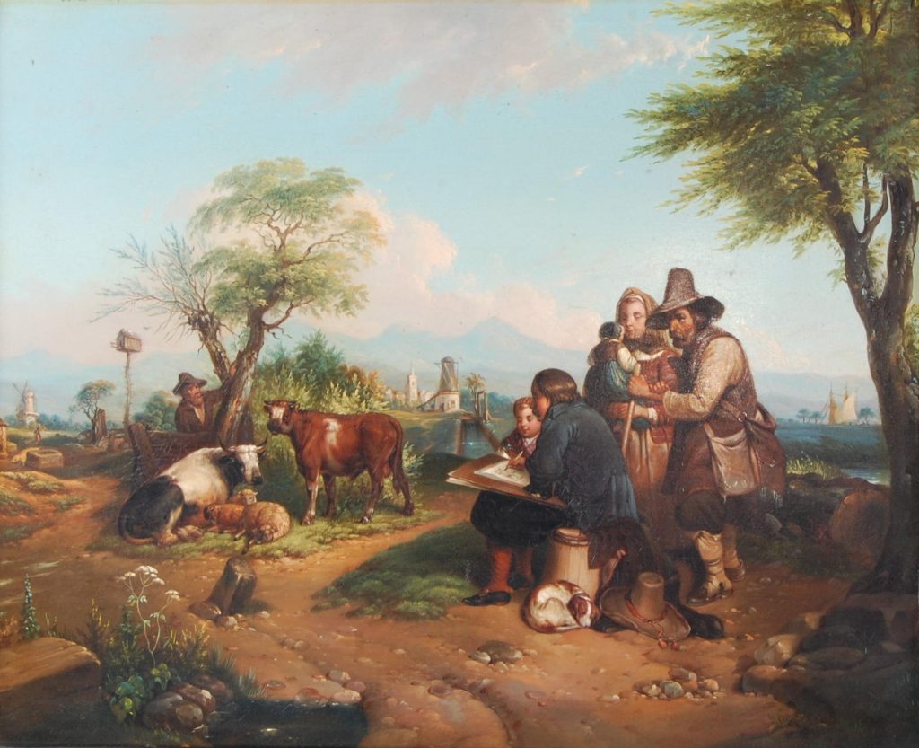 Eugène Lepoittevin, Paul Potter painting The Young Bull, 1843, Public Domain